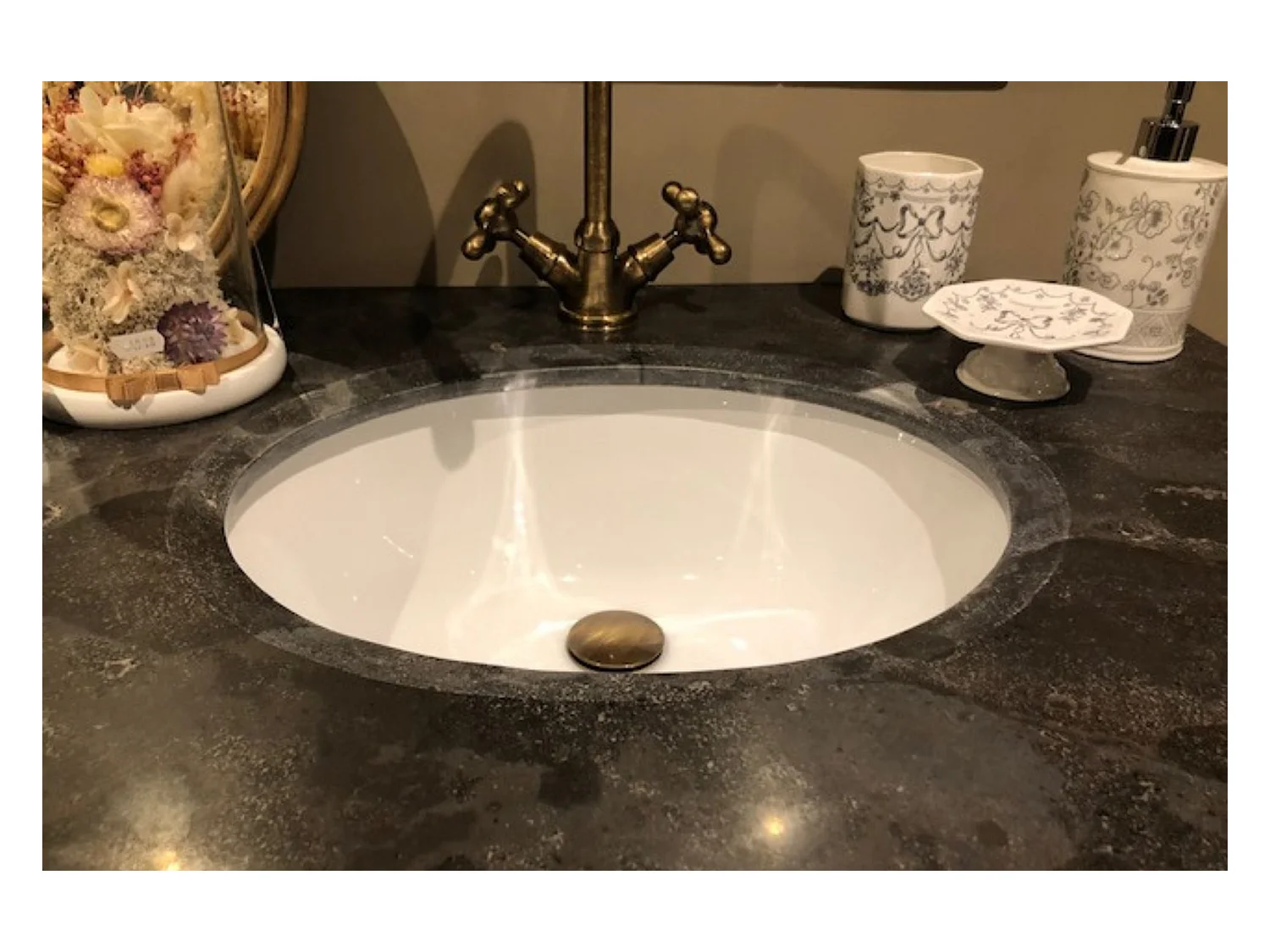 Meuble de salle de bain double vasque en bois et pierre L177 - HANOÏ