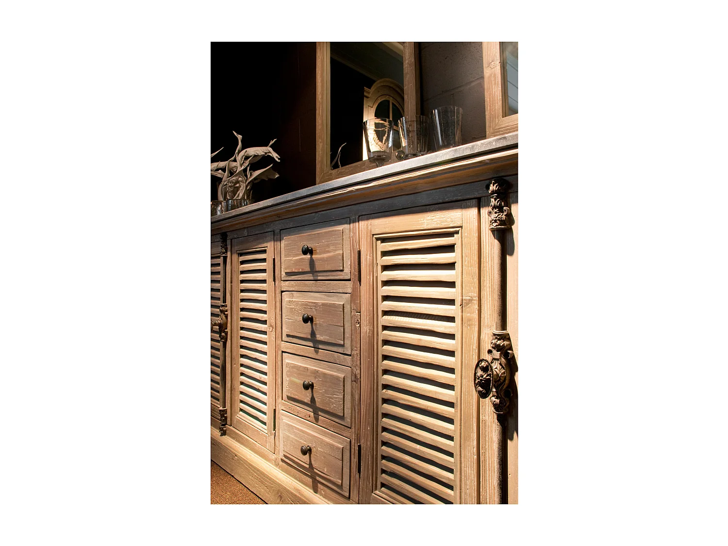 Meuble de salle de bain double vasque en bois et pierre L177 - HANOÏ