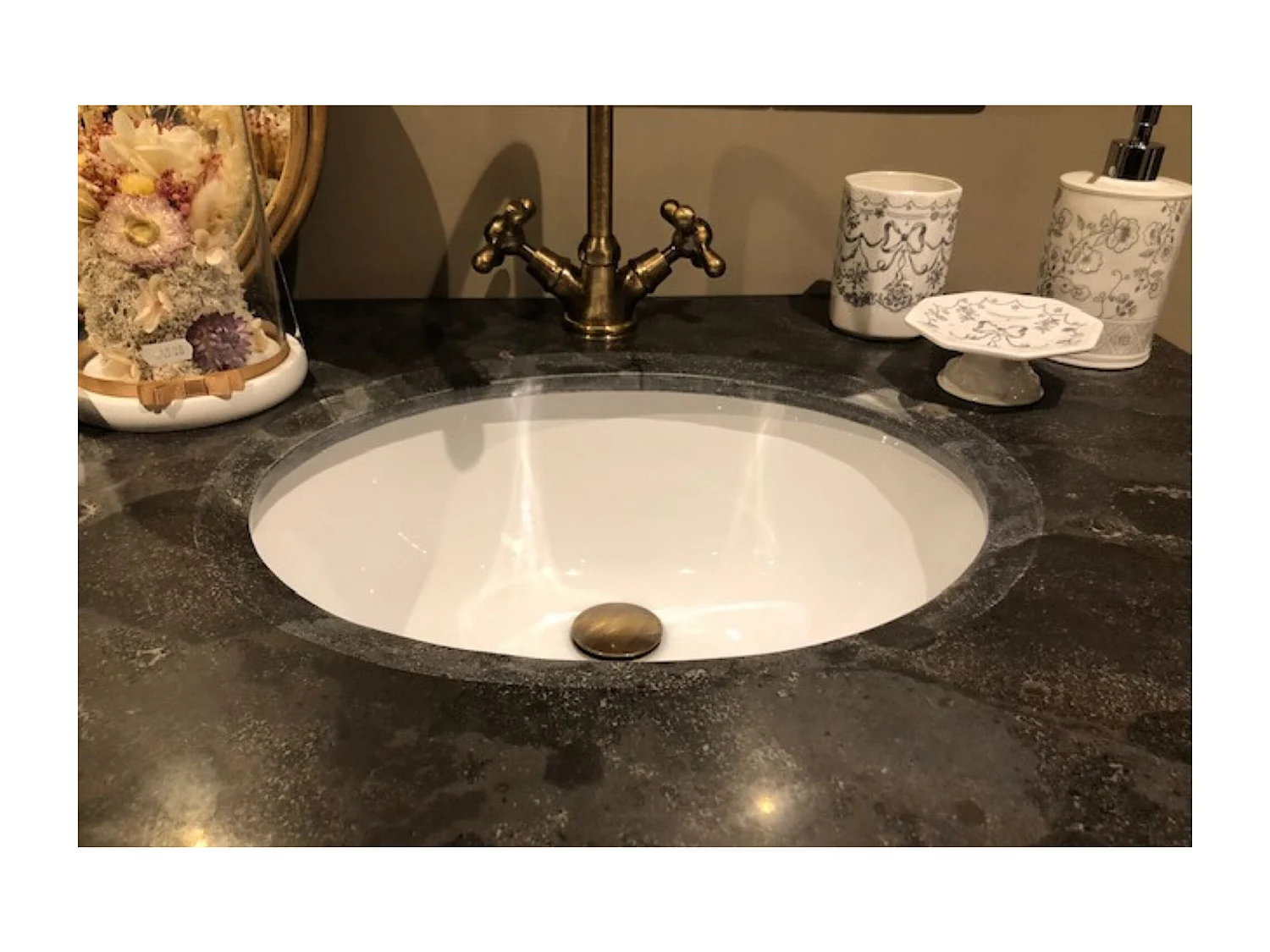 Meuble de salle de bain double vasque en bois et pierre L177 - HANOÏ