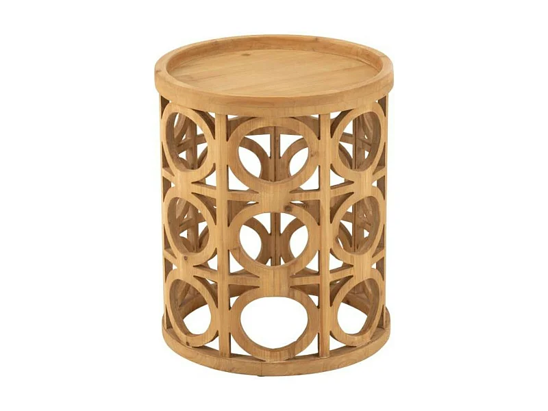 Bout de canapé rond sculpté en bois - CAHUITA