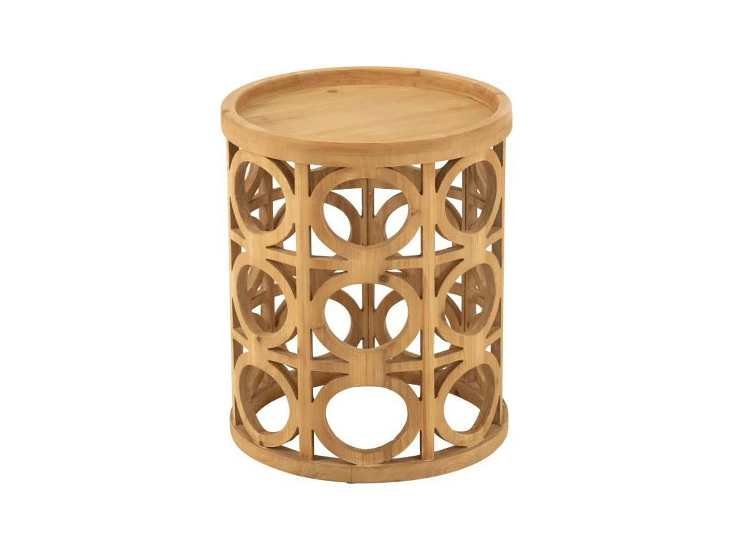 Bout de canapé rond sculpté en bois - CAHUITA