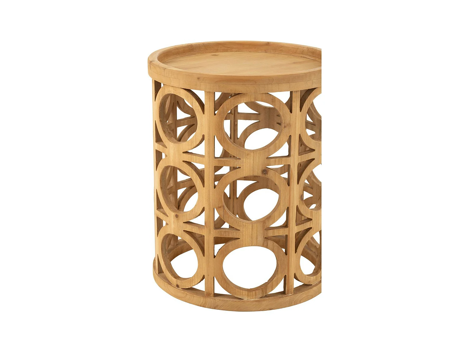 Bout de canapé rond sculpté en bois - CAHUITA