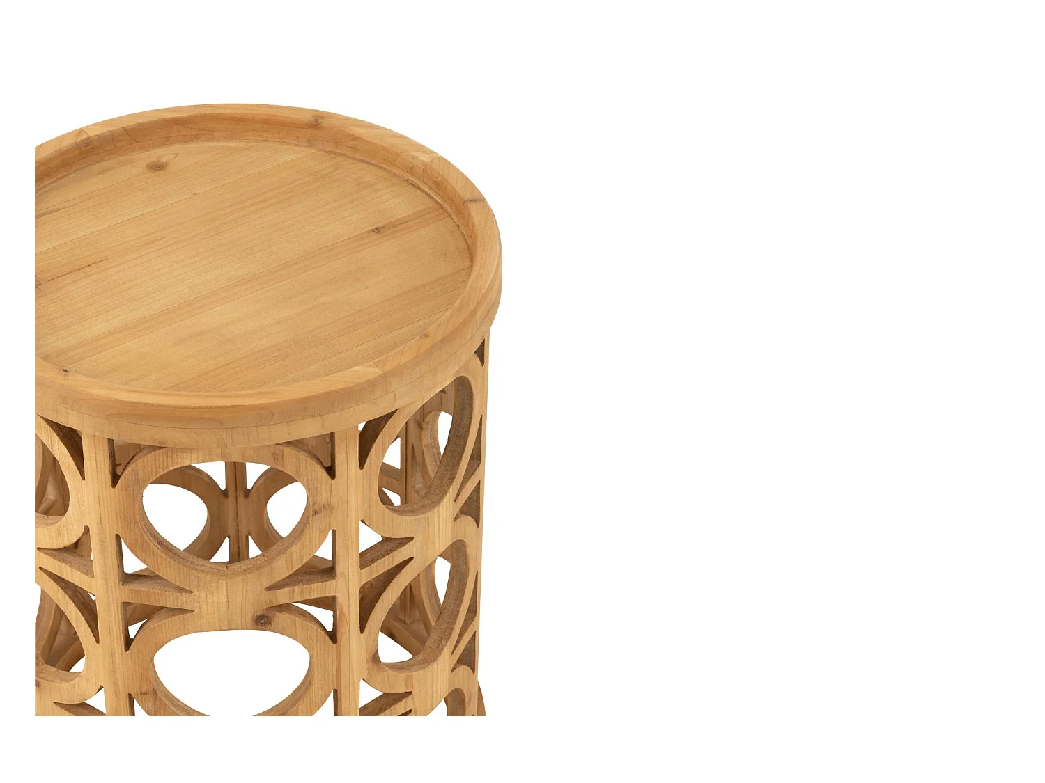 Bout de canapé rond sculpté en bois - CAHUITA