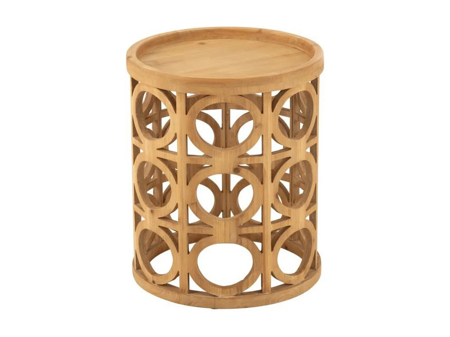 Bout de canapé rond sculpté en bois - CAHUITA