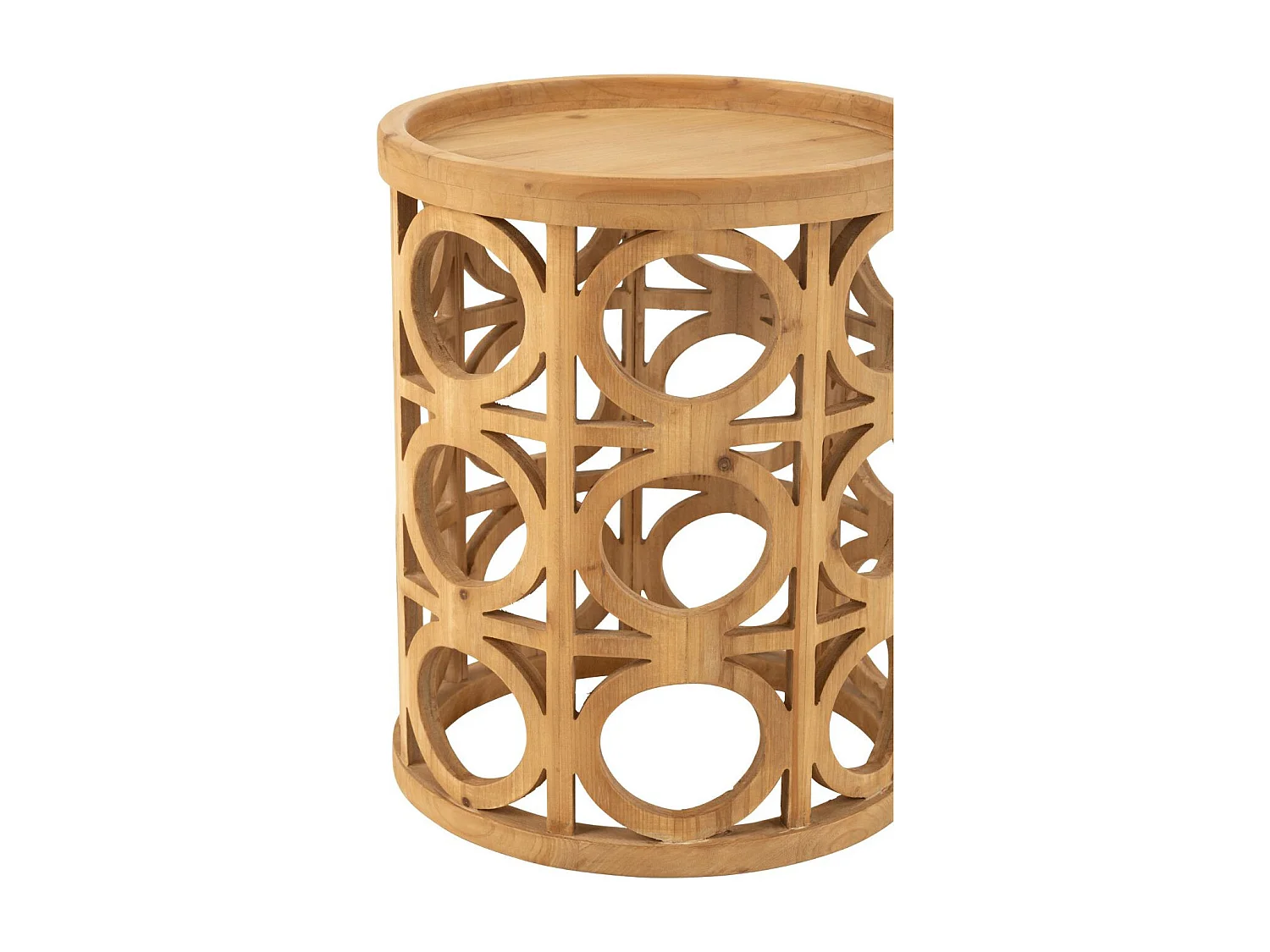 Bout de canapé rond sculpté en bois - CAHUITA