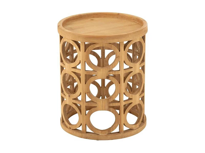 Bout de canapé rond sculpté en bois - CAHUITA