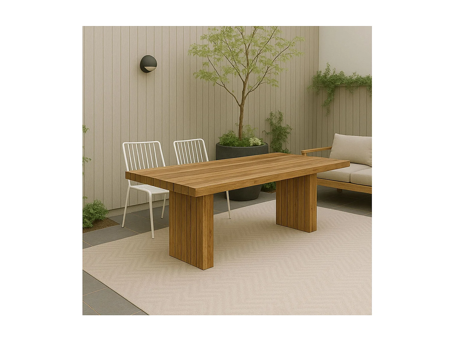 Table de jardin en bois recyclé brun L245 10 places - NONZA
