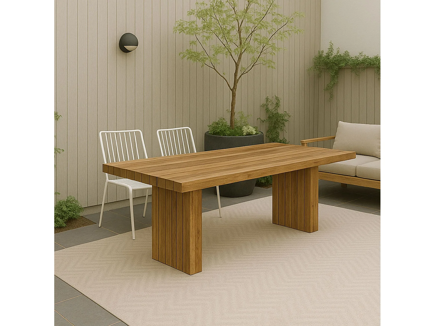 Table de jardin en bois recyclé brun L245 10 places - NONZA