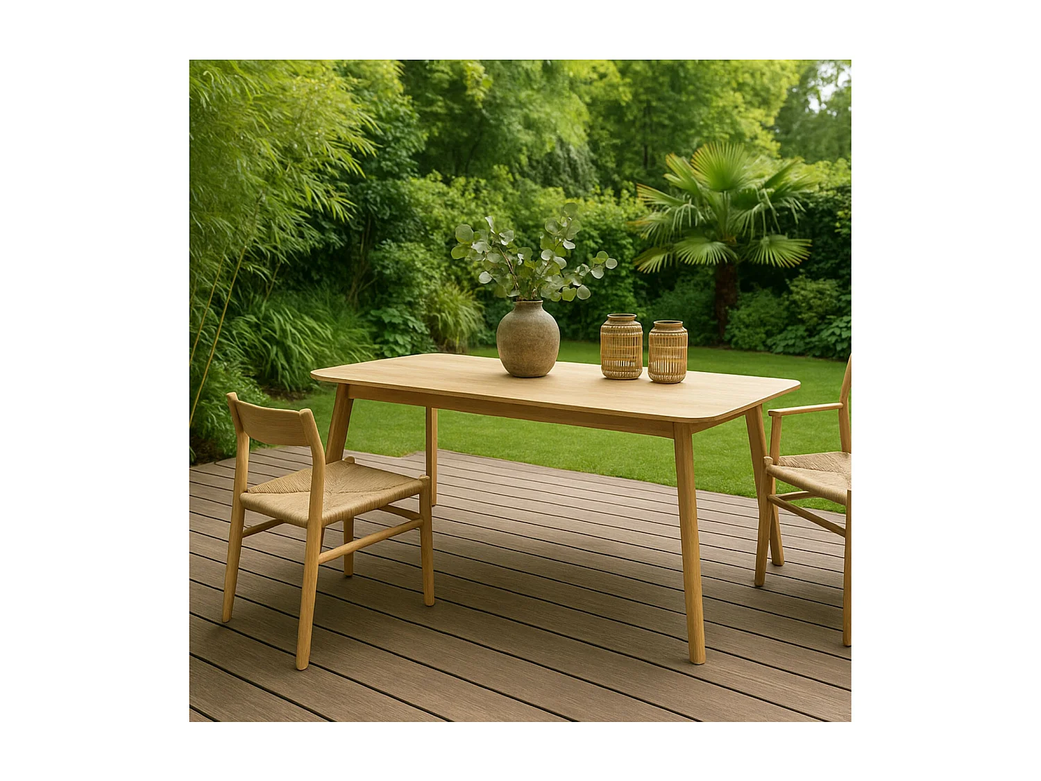 Table de jardin rectangulaire en teck L240 10 places - CALVI