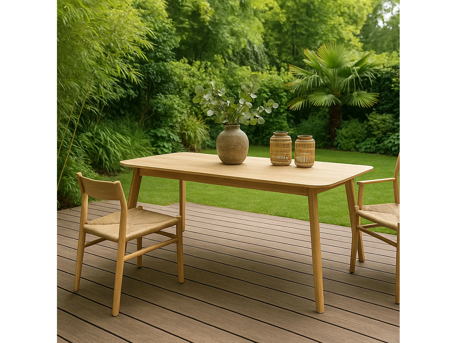 Table de jardin rectangulaire en teck L240 10 places - CALVI