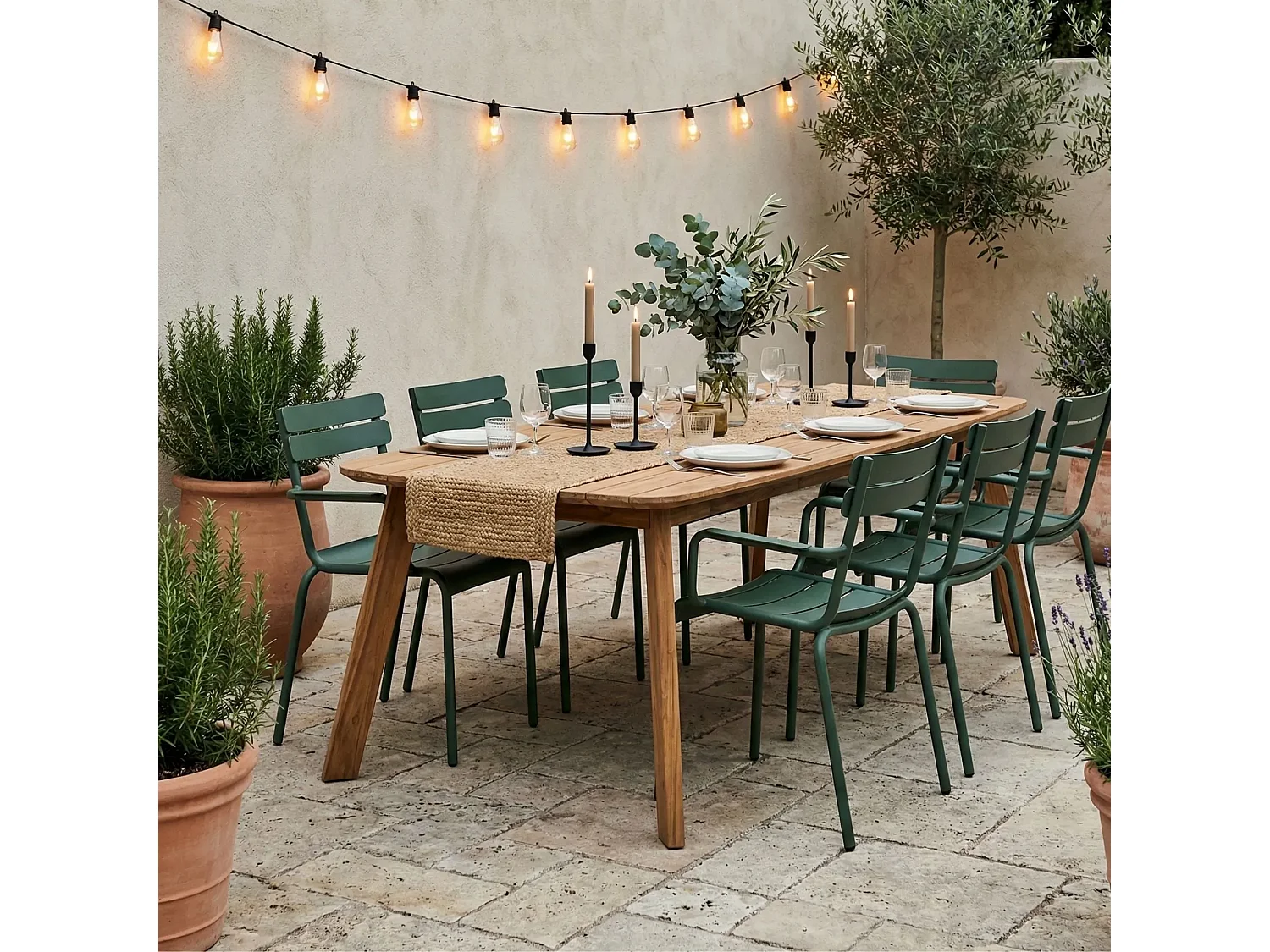 Table indoor/outdoor rectangulaire en teck L240 10 places - CALVI