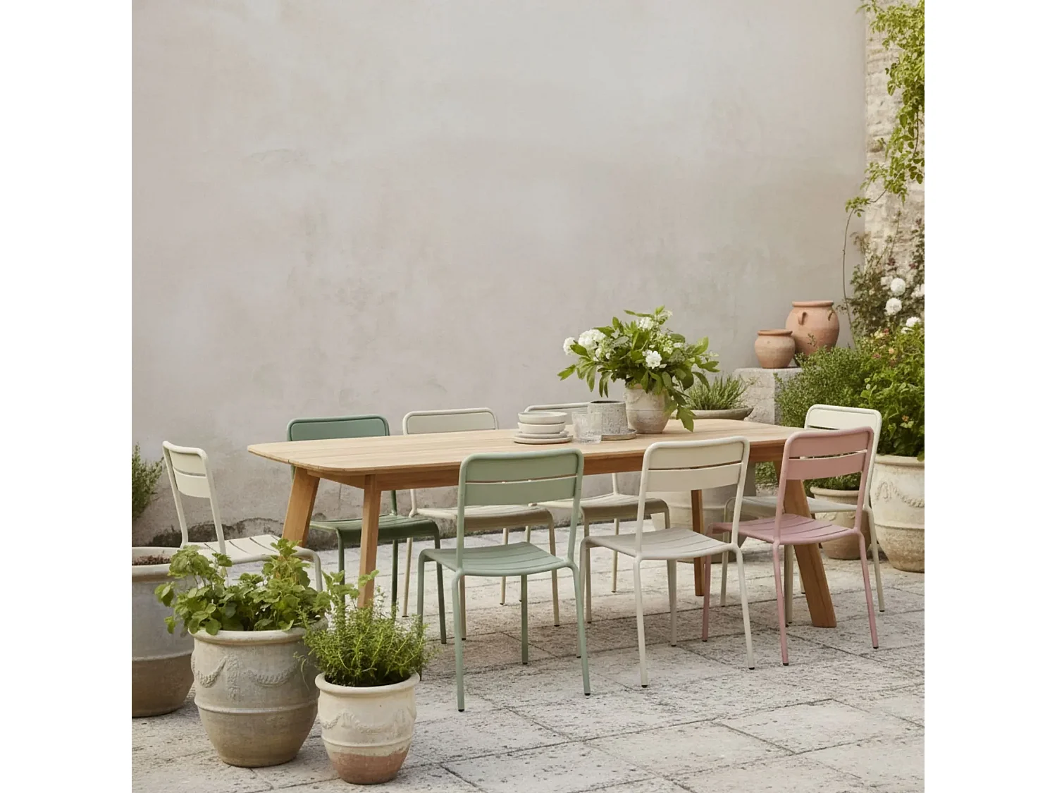 Table indoor/outdoor rectangulaire en teck L240 10 places - CALVI