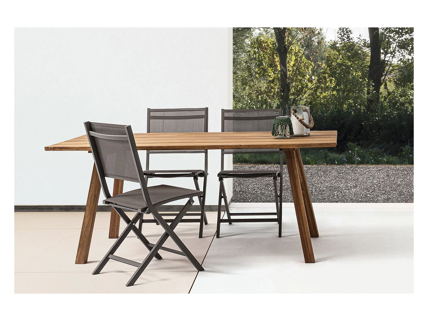 Table d'extérieur en acacia brun L180 8 personnes - MARY CLIFF