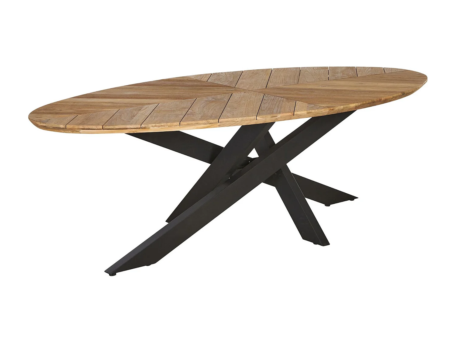 Table de jardin ovale en teck et métal noir L220 10 places - CAPO