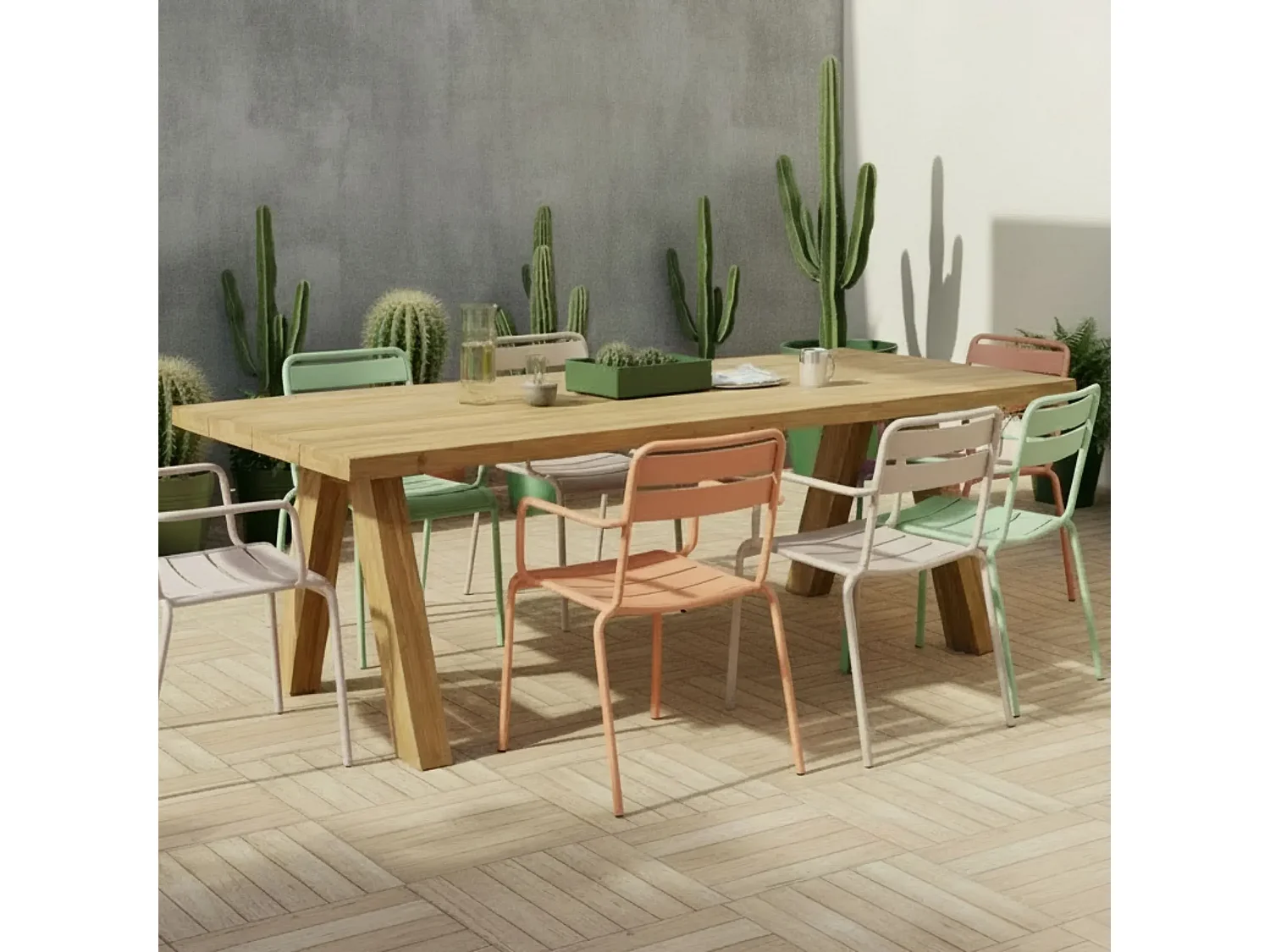 Table indoor/outdoor rectangulaire en teck L240 10 places - ARONE