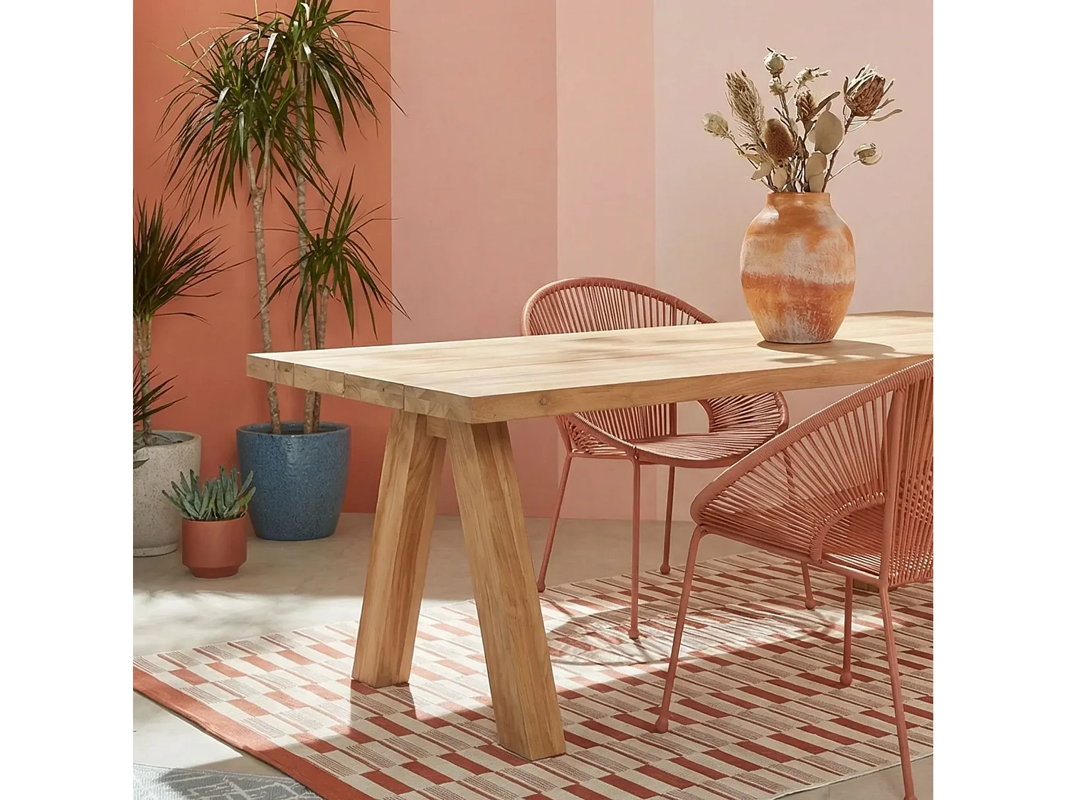 Table indoor/outdoor rectangulaire en teck L240 10 places - ARONE