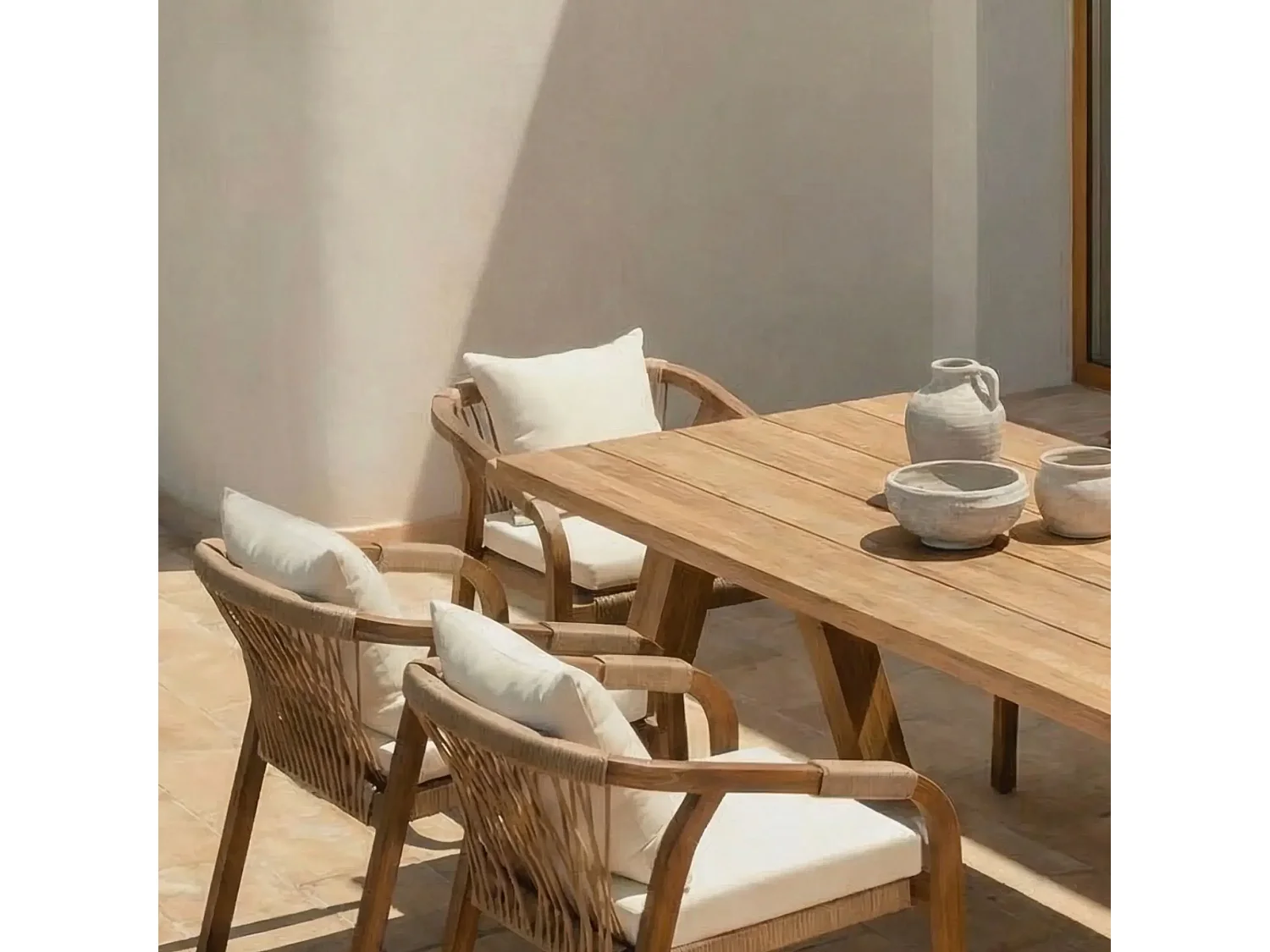 Table indoor/outdoor rectangulaire en teck L240 10 places - ARONE