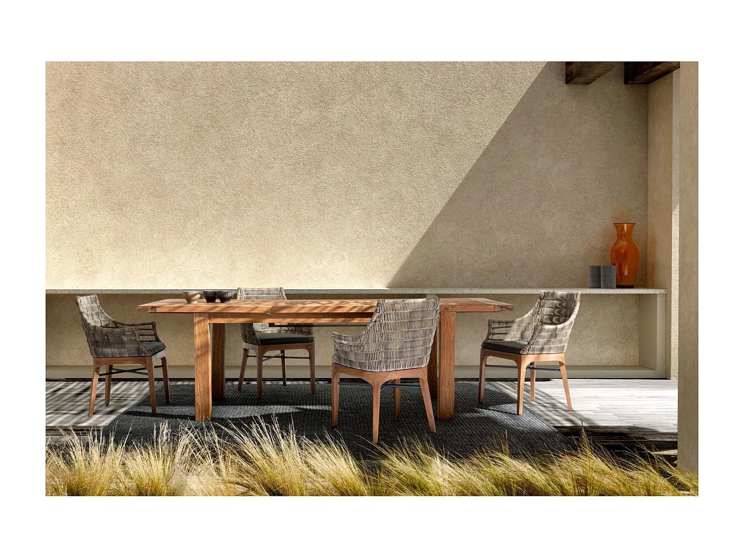 Table de jardin extensible en teck recyclé L180/250 - SAINT MALO