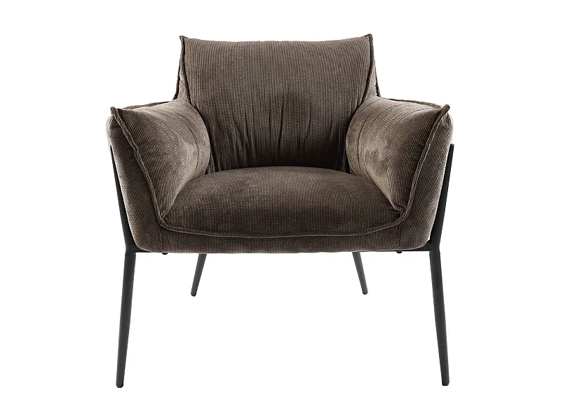 Fauteuil à accoudoirs pieds métal et velours - ROXANE