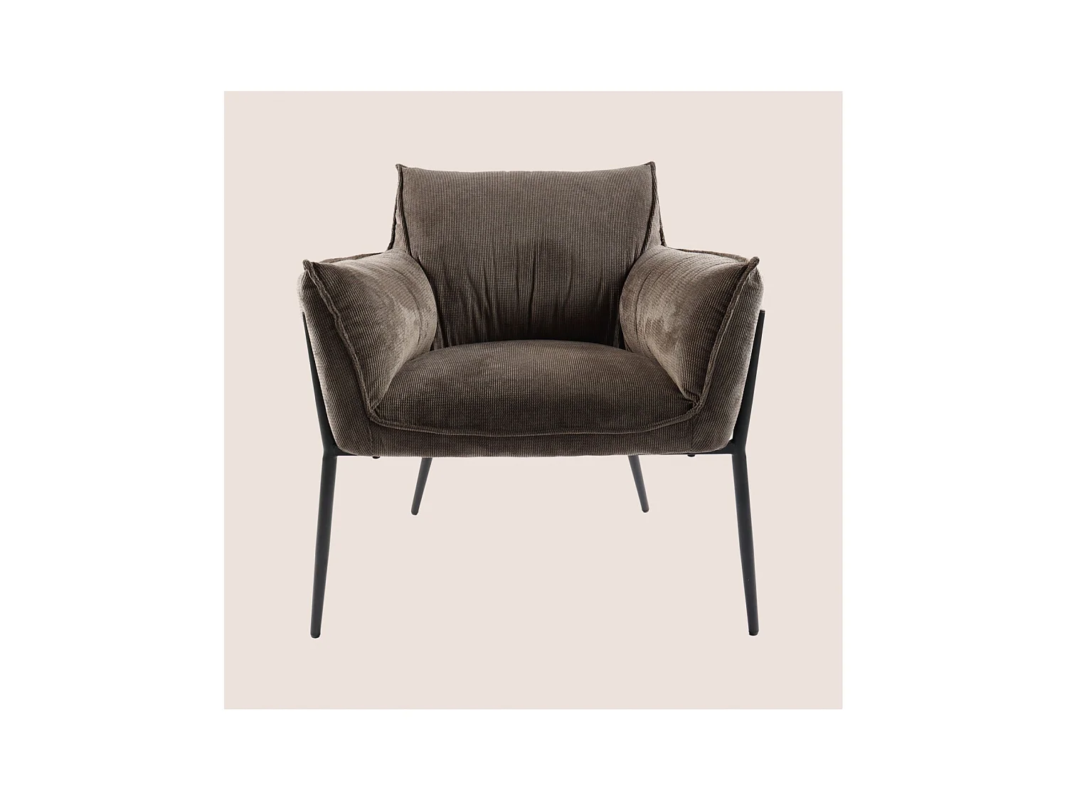 Fauteuil à accoudoirs pieds métal et velours - ROXANE