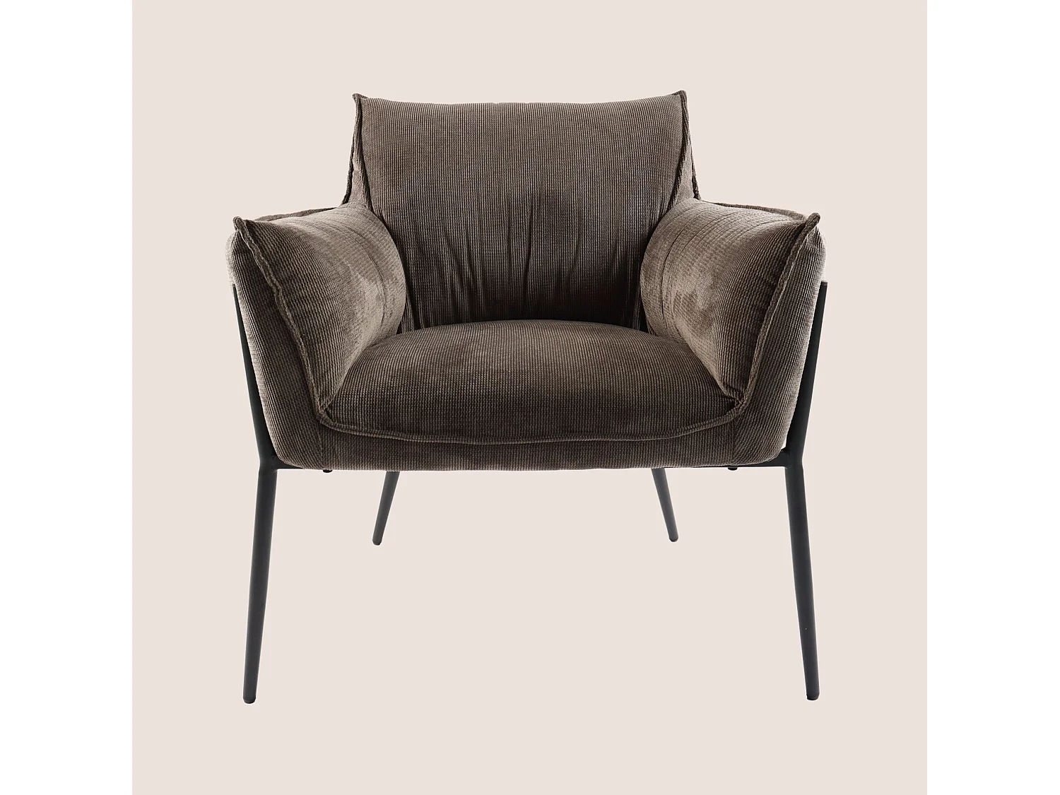 Fauteuil à accoudoirs pieds métal et velours - ROXANE