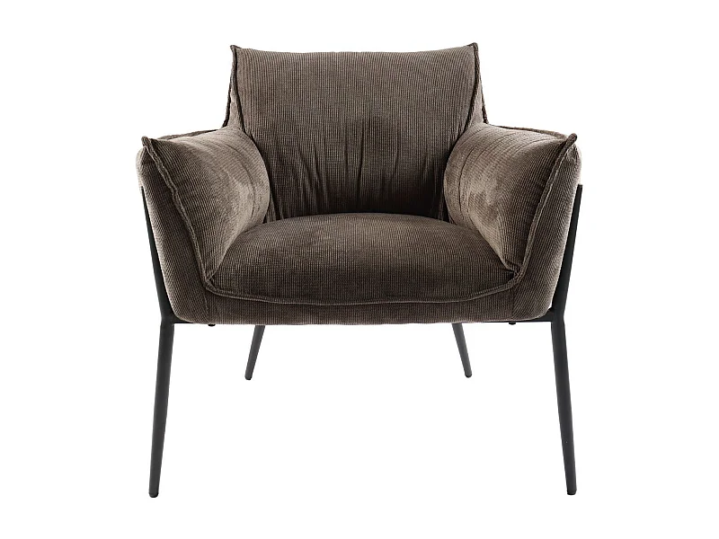 Fauteuil à accoudoirs pieds métal et velours - ROXANE