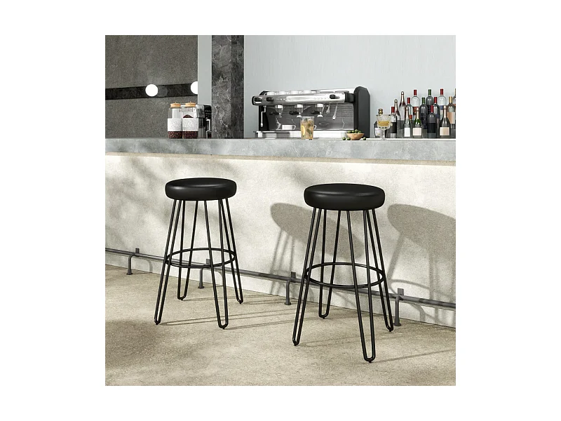 Lot de 2 tabourets de bar APHRODITE noirs