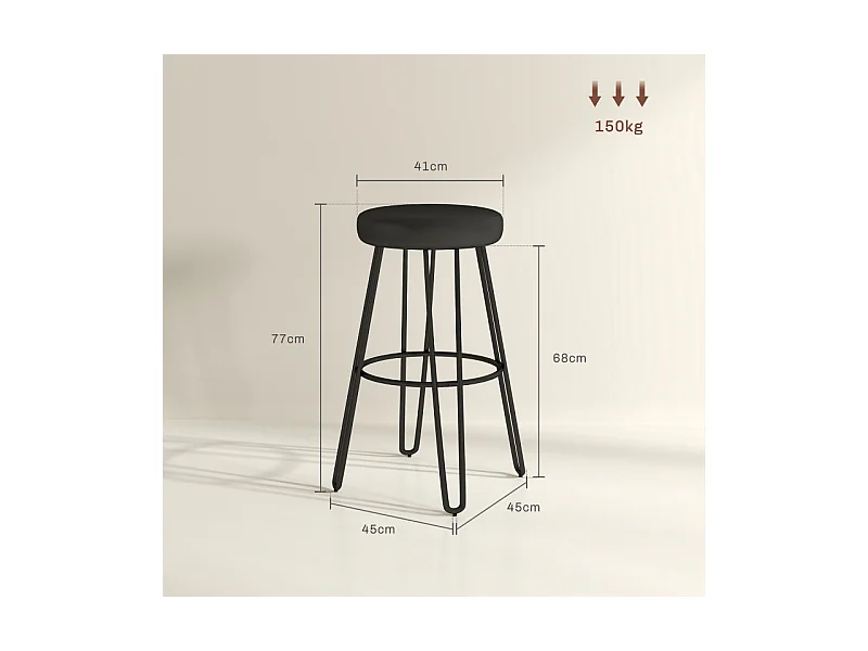 Lot de 2 tabourets de bar APHRODITE noirs