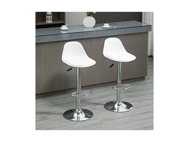 Lot de 2 tabourets de bar APPOLON blancs