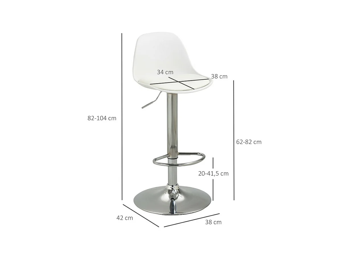 Lot de 2 tabourets de bar APPOLON blancs