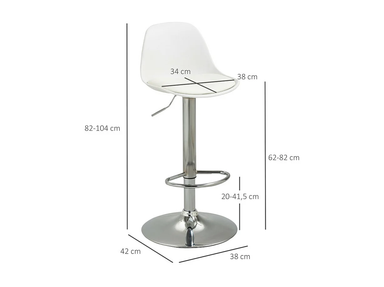 Lot de 2 tabourets de bar APPOLON blancs