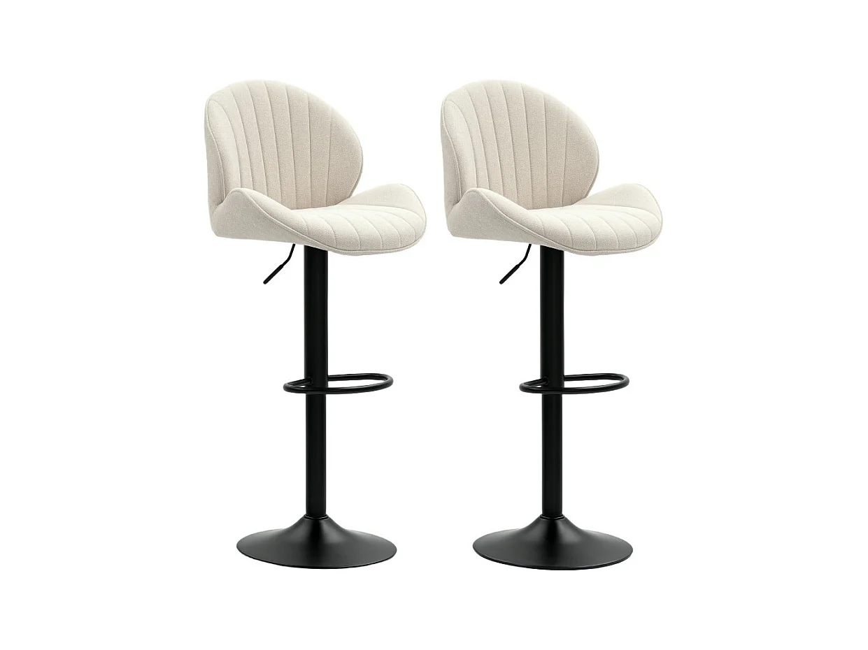 Lot de 2 tabourets de bar MELINDA noir et beige