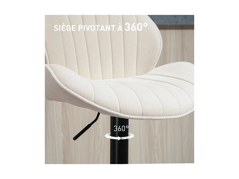 Lot de 2 tabourets de bar MELINDA noir et beige