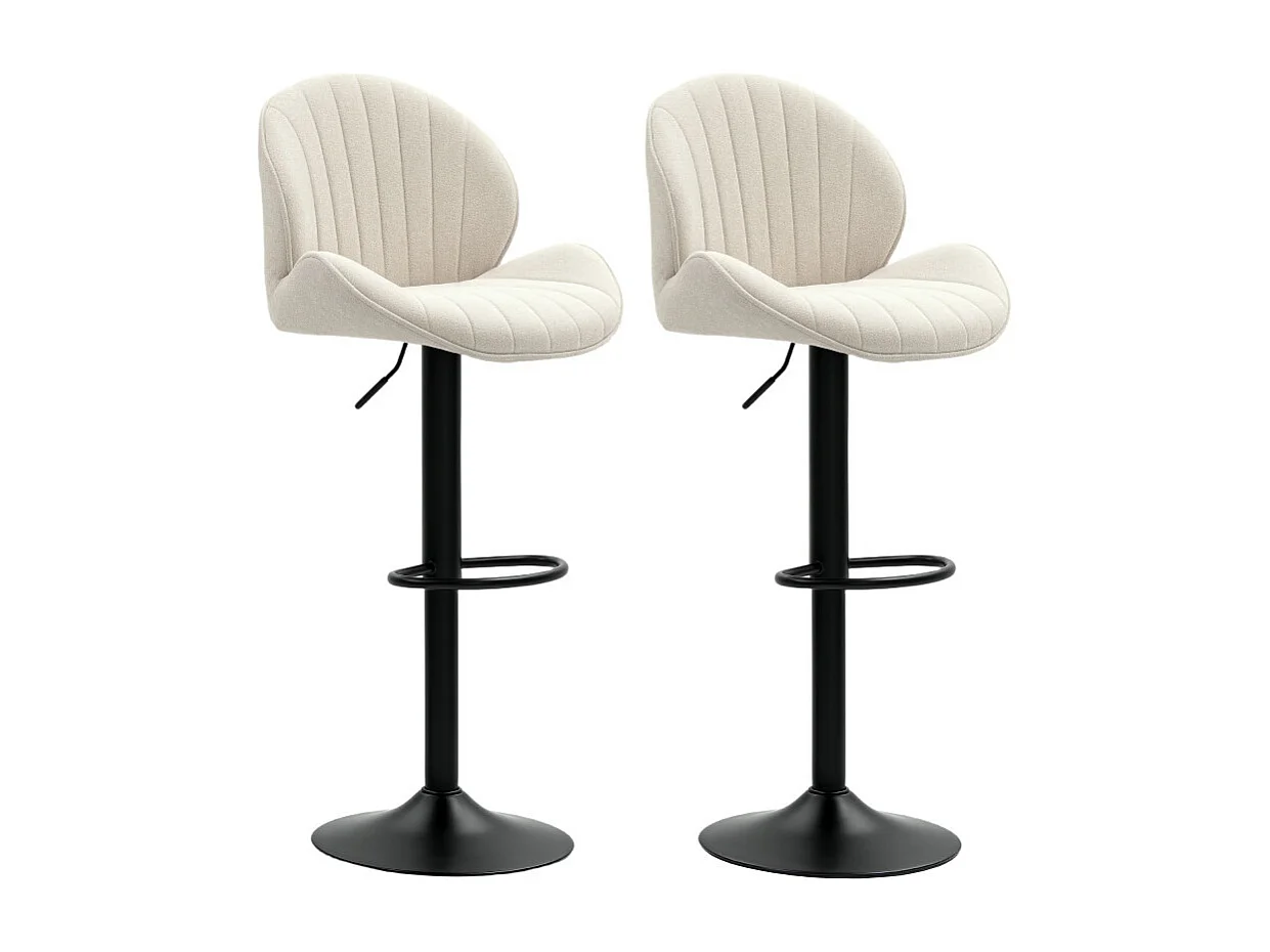 Lot de 2 tabourets de bar MELINDA noir et beige