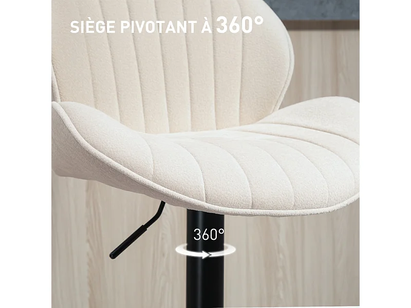 Lot de 2 tabourets de bar MELINDA noir et beige