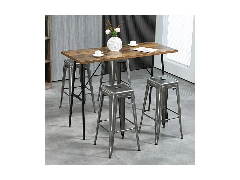 Lot de 4 tabourets hauts ARTEMIS argentés