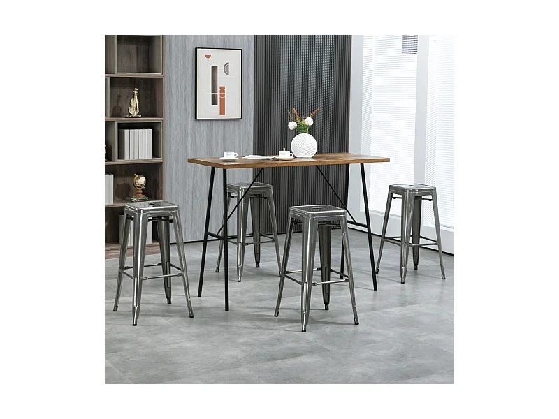 Lot de 4 tabourets hauts ARTEMIS argentés