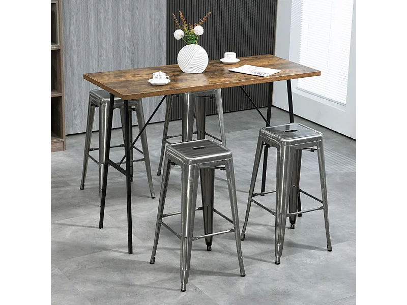 Lot de 4 tabourets hauts ARTEMIS argentés