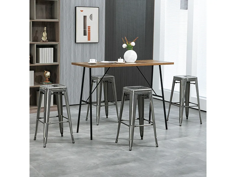 Lot de 4 tabourets hauts ARTEMIS argentés