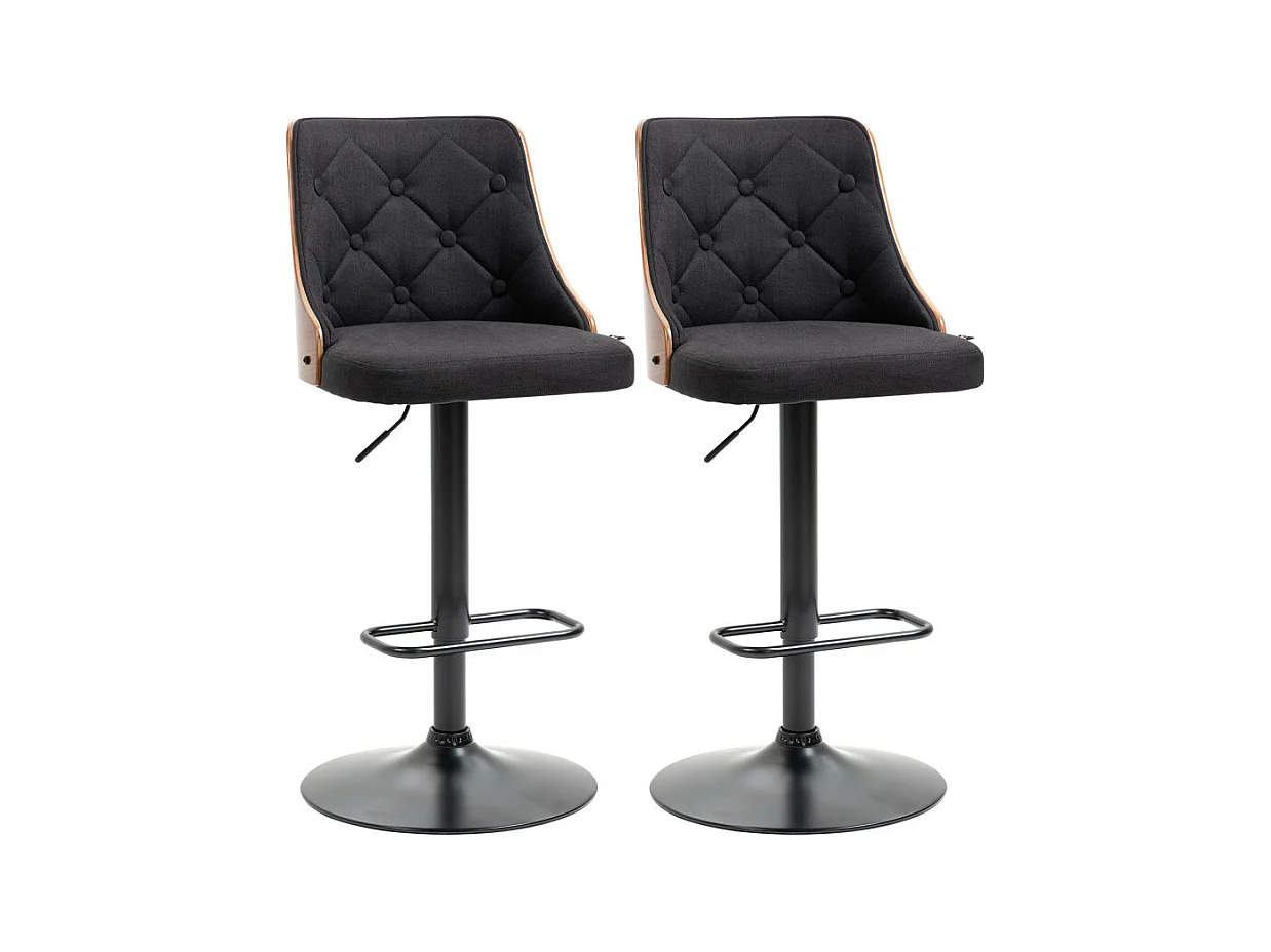 Lot de 2 chaises de bar DIONYSOS noir et bois