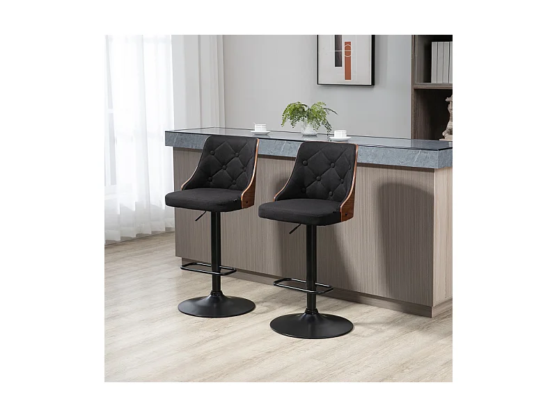 Lot de 2 chaises de bar DIONYSOS noir et bois