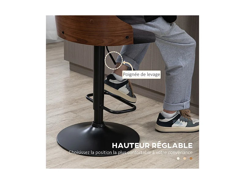 Lot de 2 chaises de bar DIONYSOS noir et bois