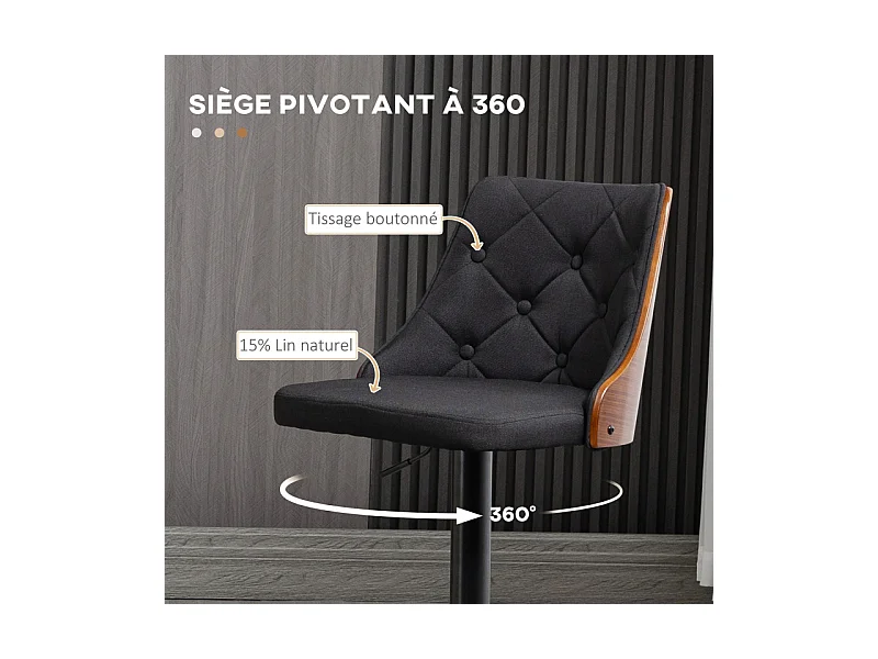 Lot de 2 chaises de bar DIONYSOS noir et bois