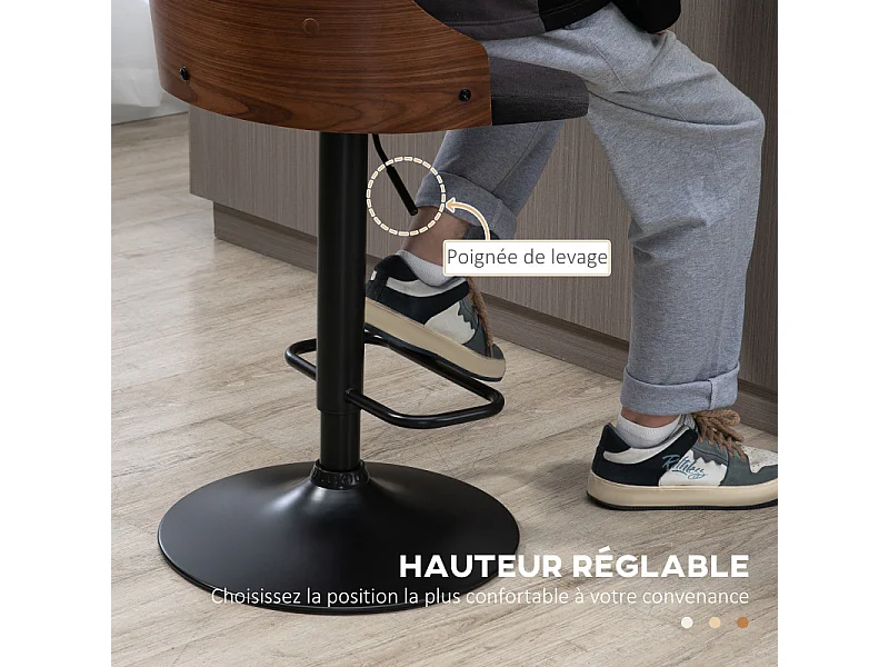 Lot de 2 chaises de bar DIONYSOS noir et bois