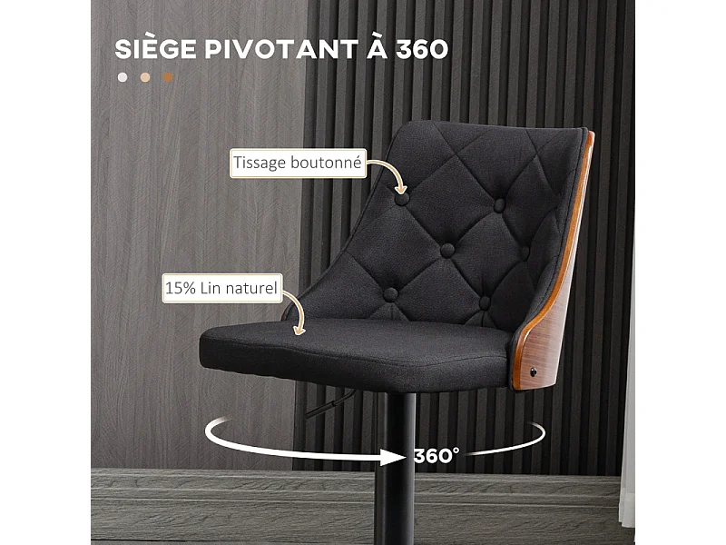 Lot de 2 chaises de bar DIONYSOS noir et bois