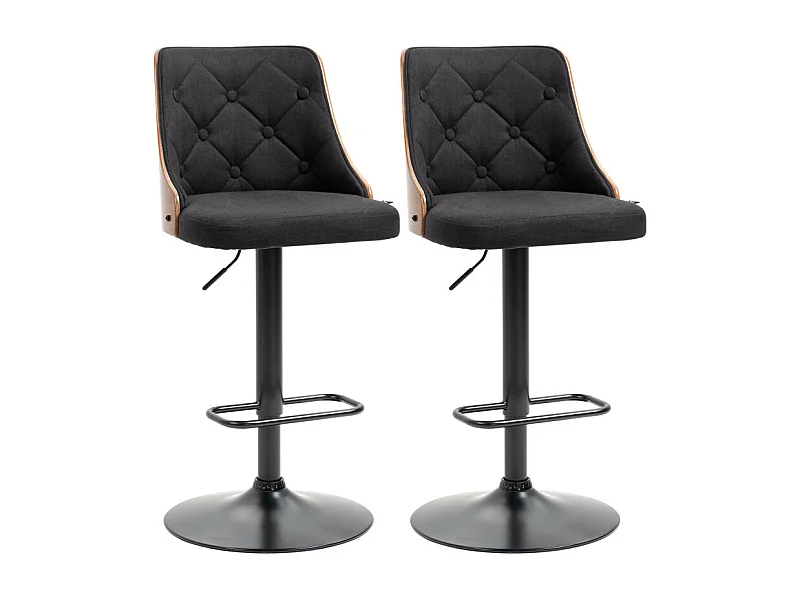Lot de 2 chaises de bar DIONYSOS noir et bois