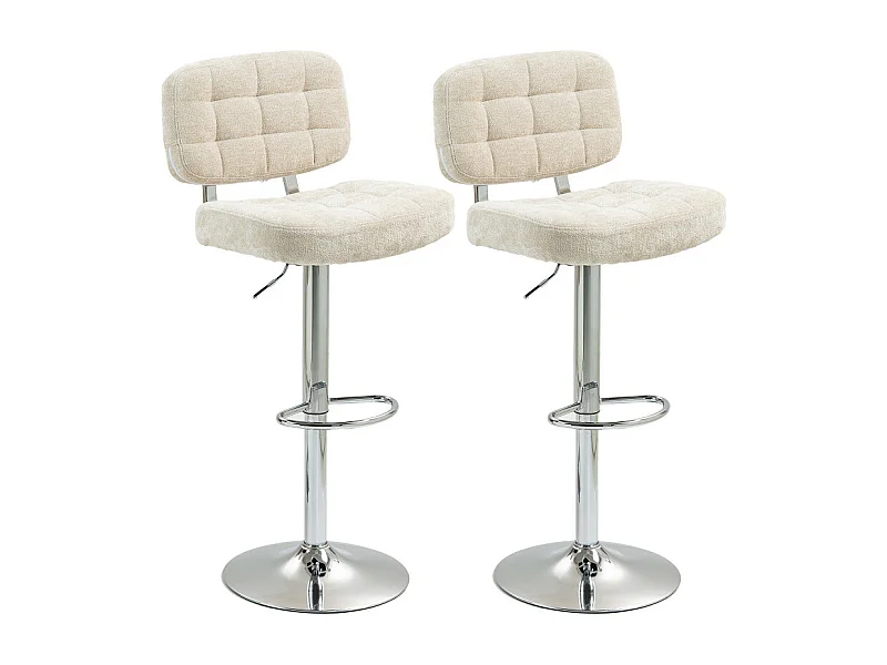 Lot de 2 tabourets de bar ZELIE noir et beige