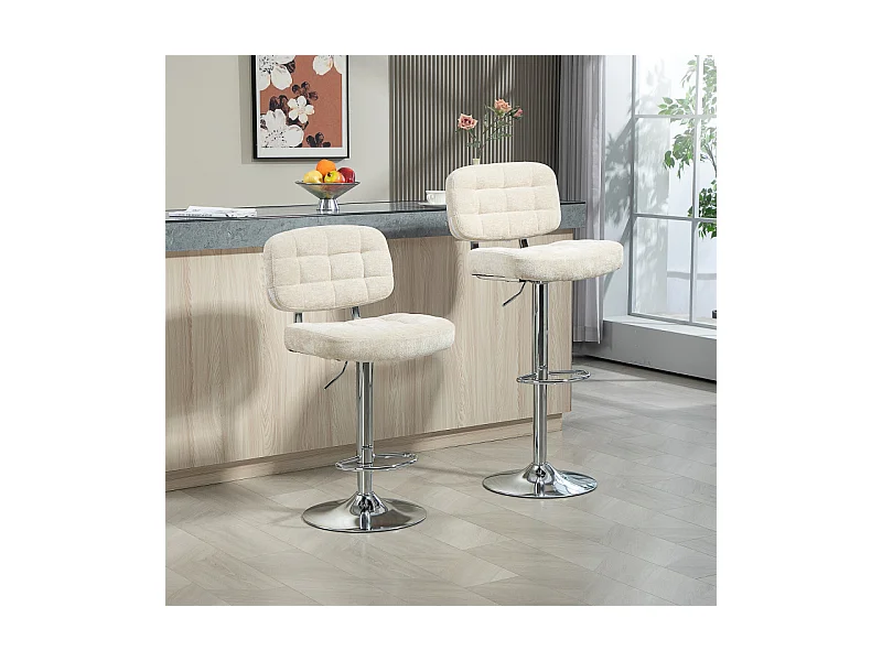 Lot de 2 tabourets de bar ZELIE noir et beige