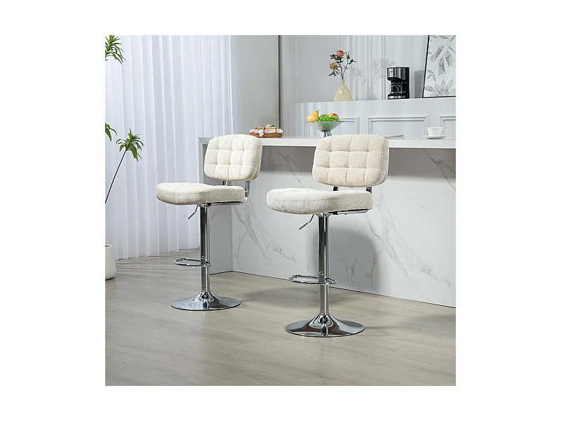 Lot de 2 tabourets de bar ZELIE noir et beige