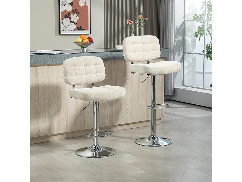 Lot de 2 tabourets de bar ZELIE noir et beige